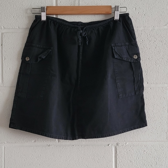 Au Coton Drawstring Black Skirt w/ Side Pockets - Picture 6 of 8